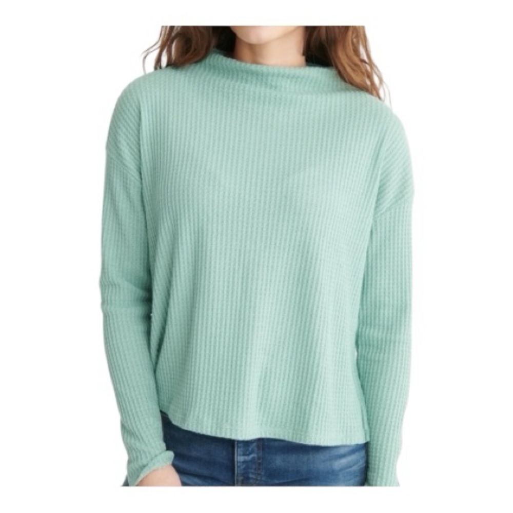 NWT Anthropologie Sunday in Brooklyn Waffle Knit Mock Neck Top Sage Green XS
